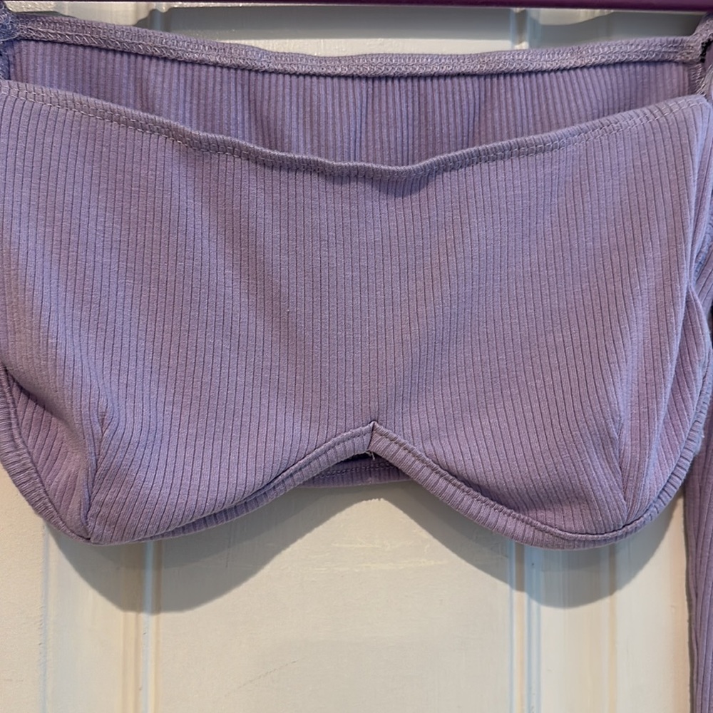 Lavender Ribbed Cropped Top - Picture 7 of 10